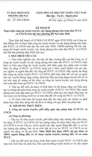 Thực hiện công tác tuyên truyền về, phổ biến, giáo dục về PCCC và CNCH trên địa bàn phường Hố Nai năm 2026