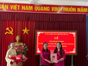Phường Hố Nai công bố Quyết định bổ nhiệm lại Phó Hiệu trưởng các trường THCS Lê Đình Chinh và Tiểu học Trần Phú