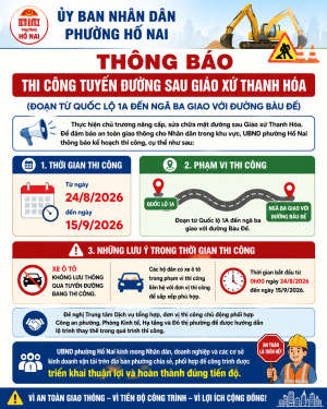 Thông báo về việc thi công công trình tuyến đường sau Giáo xứ Thanh Hoá
