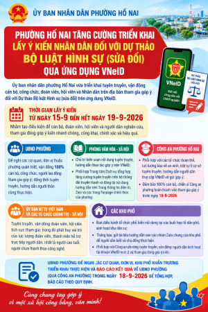 Phường Hố Nai tăng cường triển khai lấy ý kiến Nhân dân đối với Dự thảo Bộ luật Hình sự (sửa đổi) trên VNeID