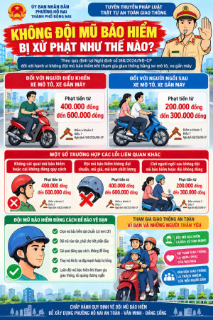 Phường Hố Nai đẩy mạnh tuyên truyền, xử lý vi phạm không đội mũ bảo hiểm khi tham gia giao thông