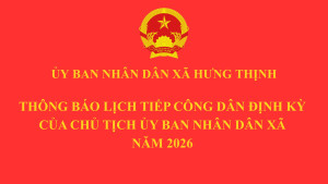THÔNG BÁO LỊCH TIẾP CÔNG DÂN NĂM 2026