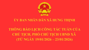 THÔNG BÁO LỊCH TIẾP CÔNG DÂN THÁNG 01 NĂM 2026
