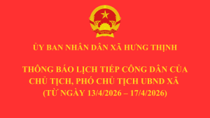 Thông báo lịch công tác tuần của Chủ tịch, Phó Chủ tịch UBND xã (từ ngày 13/4/2026 – 17/4/2026)