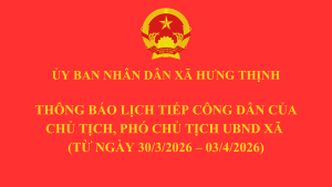 Thông báo lịch công tác tuần của Chủ tịch, Phó Chủ tịch UBND xã (từ ngày 30/3/2026 – 03/4/2026)
