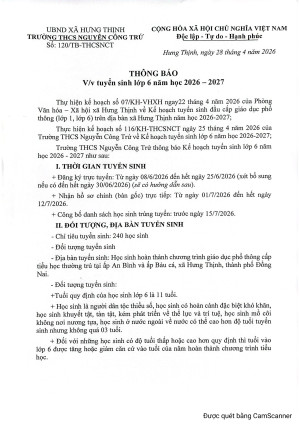 120 Thông báo tuyển sinh 6 năm học 26 27 0001