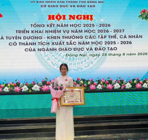 Học sinh Trường THCS Phan Chu Trinh được nhận Bằng khen của UBND thành phố Đồng Nai vì có thành tích xuất sắc tại Kỳ thi Thể thao học sinh, sinh viên toàn quốc năm 2026.