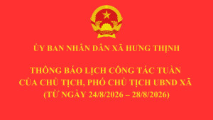 Thông báo lịch công tác tuần của Chủ tịch, Phó Chủ tịch UBND...