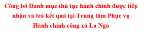 Công bố Danh mục TTHC