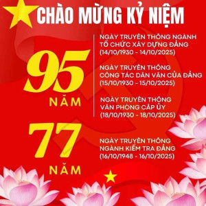CHÀO MỪNG KỶ NIỆM 95 NĂM NGÀY TRUYỀN THỐNG CÁC BAN XÂY DỰNG ĐẢNG, VĂN PHÒNG CẤP ỦY VÀ 77 NĂM NGÀY THÀNH LẬP NGÀNH KIỂM TRA ĐẢNG
