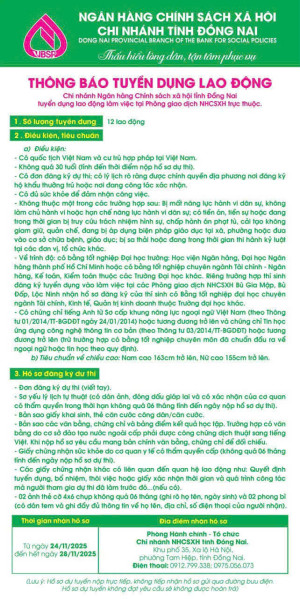 thông báo của tuyển dụng ngân hàng chính sách