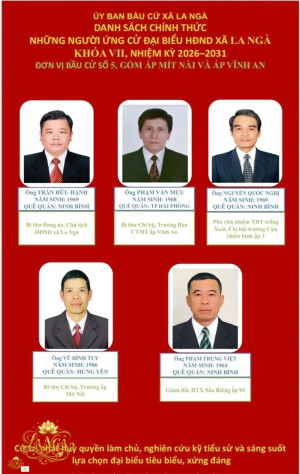 CÔNG BỐ DANH SÁCH 37 ỨNG CỬ VIÊN ỨNG CỬ ĐẠI BIỂU HĐND XÃ LA NGÀ NHIỆM KỲ 2026 – 2031