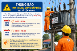 Thông báo lịch tạm ngừng cung cấp điện tại xã Lộc Hưng