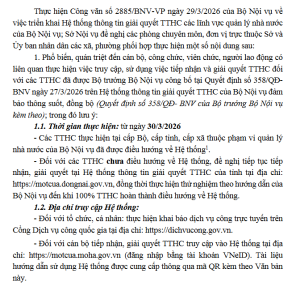 Triển khai thực hiện TTHC trên Hệ thống thông tin giải quyết TTHC tập trung của Bộ Nội vụ