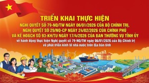Kế hoạch hành động triển khai thực hiện Nghị quyết số 79-NQ/TW ngày 06/01/2026 của Bộ Chính trị, Nghị quyết số 29/NQ-CP ngày 24/02/2026 của Chính phủ và Kế hoạch số 93-KH/TU ngày 17/4/2026 của Ban Thường vụ Tỉnh ủy...