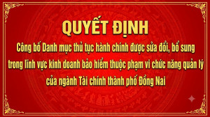 Danh mục thủ tục hành chính được sửa đổi, bổ sung trong lĩnh vực kinh doanh bảo hiểm thuộc phạm vi chức năng quản lý của ngành Tài chính thành phố Đồng Nai