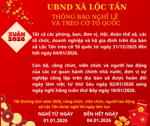 📢 THÔNG BÁO Về việc nghỉ Tết Dương lịch năm 2026 và treo cờ Tổ quốc