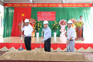 Lộc Tấn khởi công xây dựng nhà thi đấu đa năng Trường Tiểu...