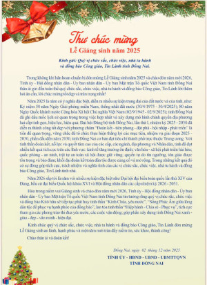 Thư Chúc Mừng Lễ Giáng Sinh Năm 2025