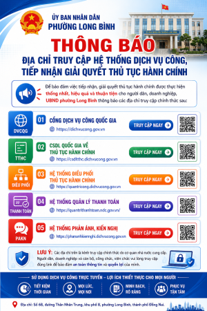 Thông báo địa chỉ truy cập Dịch vụ công và các phân hệ liên...