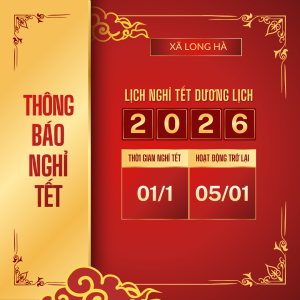 Bài đăng Instagram Thông báo Lịch Nghỉ tết 2026 Cao cấp Tối giản Đỏ vàng (1)
