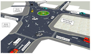 Công an phường Long Khánh điều tiết giao thông tại vòng xoay Bia Chiến thắng Long Khánh