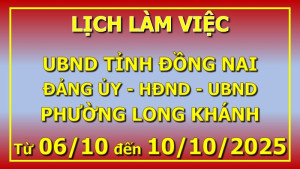 Lịch làm việc UBND tỉnh, Đảng ủy, HĐND, UBND phường Long...