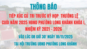 Kế hoạch tiếp xúc cử tri trước kỳ họp thường lệ cuối năm 2025 HĐND phường Long Khánh khóa I, nhiệm kỳ 2021 – 2026