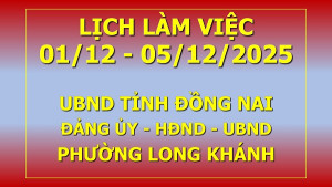 Lịch làm việc UBND tỉnh, Đảng ủy, HĐND và UBND phường Long...