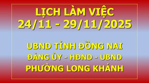 Lịch làm việc UBND tỉnh, Đảng ủy, HĐND, UBND phường Long...