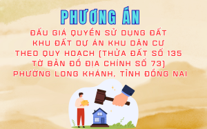 Phương án Đấu giá quyền sử dụng đất khu đất Dự án khu dân cư theo quy hoạch (thửa đất số 135 tờ bản đồ địa chính số 73) phường Long Khánh, tỉnh Đồng Nai