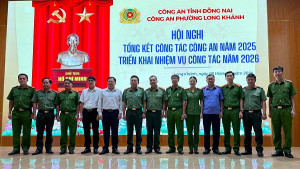 Công an phường Long Khánh tổ chức hội nghị Tổng kết công tác năm 2025 và triển khai nhiệm vụ năm 2026