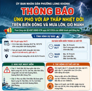 THÔNG BÁO  Về việc chủ động ứng phó áp thấp nhiệt đới trên Biển Đông và các hình thái thời tiết nguy hiểm