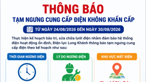 Điện lực Long Khánh thông báo tạm ngưng cung cấp điện theo...