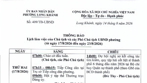 Lịch làm việc 17 8 Đến 21 8 2026