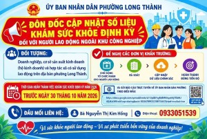 Đôn đốc tổ chức khám sức khỏe định kỳ cho người lao động năm 2026 tại các doanh nghiệp, cơ sở sản xuất, kinh doanh (hộ kinh doanh), hợp tác xã có sử dụng lao động ngoài khu công nghiệp trên địa bàn phường