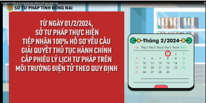 Từ ngày 01/02/2024 Sở Tư pháp tiếp nhận hồ sơ giải quyết TTHC cấp phiếu lý lịch tư pháp trên môi trường điện tử