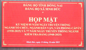 🌸 MINH ĐỨC: TRỌNG THỂ TỔ CHỨC HỌP MẶT KỶ NIỆM 95 NĂM NGÀY TRUYỀN THỐNG NGÀNH TỔ CHỨC, DÂN VẬN, VĂN PHÒNG CẤP ỦY (1930-2025) VÀ 77 NĂM NGÀY TRUYỀN THỐNG NGÀNH KIỂM TRA ĐẢNG (1948-2025)