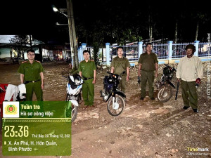 CÔNG AN XÃ MINH ĐỨC PHỐI HỢP TUẦN TRA ĐÊM, BẢO ĐẢM AN NINH TRẬT TỰ ĐỊA BÀN
