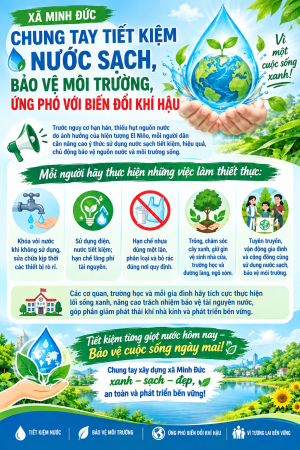 💧🌱 XÃ MINH ĐỨC: CHUNG TAY TIẾT KIỆM NƯỚC SẠCH, BẢO VỆ MÔI TRƯỜNG, ỨNG PHÓ VỚI BIẾN ĐỔI KHÍ HẬU