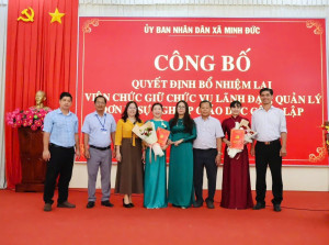 XÃ MINH ĐỨC TỔ CHỨC LỄ CÔNG BỐ QUYẾT ĐỊNH BỔ NHIỆM LẠI VIÊN CHỨC GIỮ CHỨC VỤ LÃNH ĐẠO, QUẢN LÝ ĐƠN VỊ SỰ NGHIỆP GIÁO DỤC CÔNG LẬP.