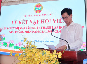 XÃ MINH ĐỨC: KẾT NẠP 26 HỘI VIÊN NÔNG DÂN MỚI NHÂN KỶ NIỆM 65 NĂM THÀNH LẬP HỘI NÔNG DÂN GIẢI PHÓNG MIỀN NAM.