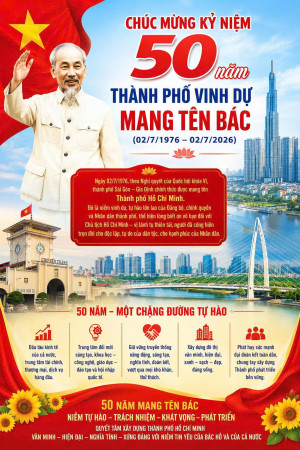 CHÀO MỪNG KỶ NIỆM 50 NĂM THÀNH PHỐ VINH DỰ MANG TÊN BÁC (02/7/1976 – 02/7/2026)
