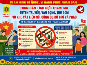 TÍCH CỰC GIAO NỘP VŨ KHÍ, VẬT LIỆU NỔ, CÔNG CỤ HỖ TRỢ VÀ PHÁO – CHUNG TAY GIỮ GÌN BÌNH YÊN XÓM ẤP