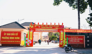 [Chùm ảnh] Các khu phố trên địa bàn phường Minh Hưng trang trí chuẩn bị cho ngày hội non sông.