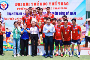 Sôi nổi tranh hạng Ba và chung kết môn bóng đá nam Đại hội TDTT phường Minh Hưng lần I năm 2026.