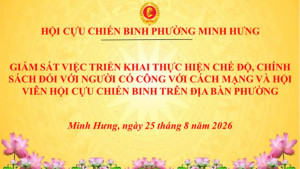 HỘI CỰU CHIẾN BINH PHƯỜNG MINH HƯNG TỔ CHỨC GIÁM SÁT CÔNG TÁC THỰC HIỆN CHẾ ĐỘ, CHÍNH SÁCH ĐỐI VỚI NGƯỜI CÓ CÔNG VÀ HỘI VIÊN CỰU CHIẾN BINH TOÀN PHƯỜNG