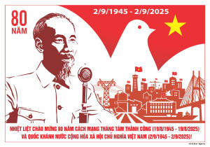 Mẫu tranh tuyên truyền cổ động kỷ niệm 80 năm Cách mạng tháng Tám thành công (19/8/1945 - 19/8/2025) và Quốc khánh nước Cộng hòa xã hội chủ nghĩa Việt Nam (02/9/1945 - 02/9/2025)