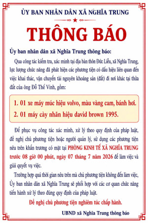 Thông báo tìm chủ phương tiện