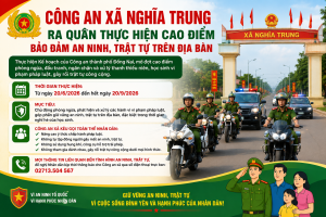 Công an xã Nghĩa Trung ra quân cao điểm bảo đảm an ninh trật tự trên địa bàn